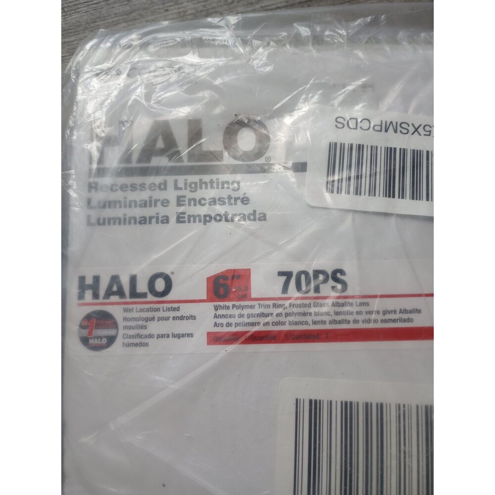 Halo Recess Lighting 6" 70PS White Polymer Trim Ring Frosted Glass Albalite Lens